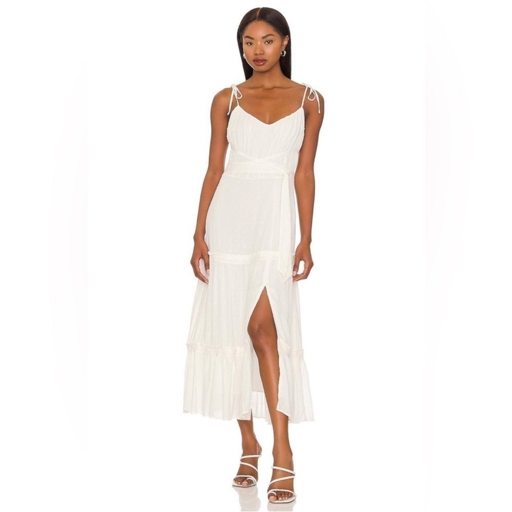 New! PAIGE Inesa Textured Tiered Midi Dress White XL
